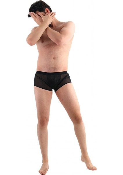 Glımmer Black Fantezi Işıltılı Simli Transparan Erkek Boxer