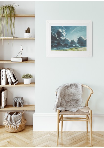 Sky Motion Yatay Çerçeveli Kanvas Tablo – Modern Gökyüzü ve Bulut Manzarası Duvar Dekoru (25x30 cm)