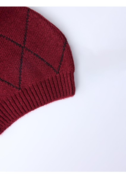 Kırmızı Ponpon Detaylı Baklava Desenli Bere fiyatları