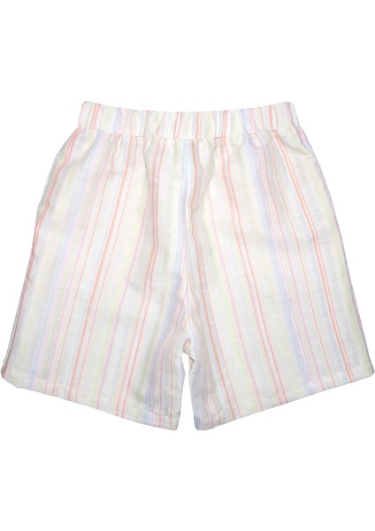 Pamuk Keten Çizgili Yazlık Kız Çocuk Şort fiyatları