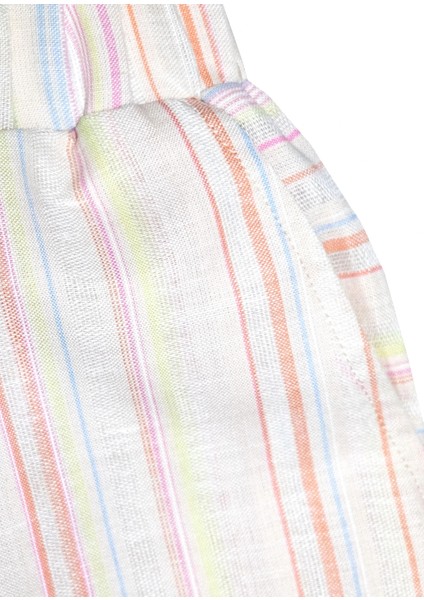 Pamuk Keten Çizgili Yazlık Kız Çocuk Şort modelleri