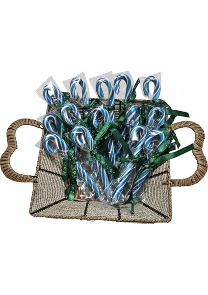 Yılbaşı Baston Şeker 5 Adet Mavi Beyaz Hediyelik