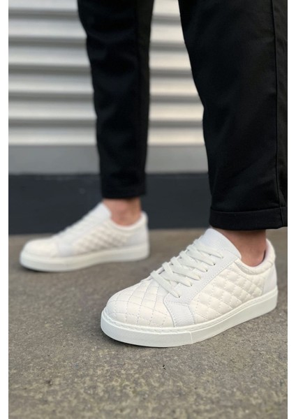 JET-166 Prestige Bağcıklı Cilt Kapitone Desenli Erkek Günlük Sneaker Ayakkabı Cbt - Beyaz fırsatları