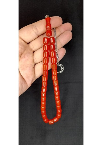 Sevgiliye Özel Hediye Sıkma Çubuk Kehribar Tesbih Turuncu Renk Kapsül Kesim H-1397. fırsatları