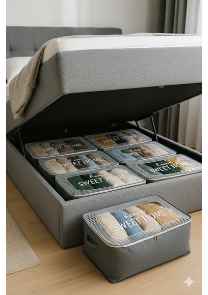 2 Adet Lavanta Kokulu Şeffaf Kapaklı Kumaş Hurç 66X44X20 cm Büyük Boy Yorgan Battaniye Organizer modelleri