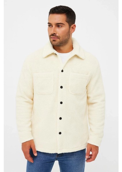 Mdb Erkek Pelüş Polar Hırka Gömlek – Yakalı, Ilik Düğmeli, Göğüs Cepli, Yumuşak Dokulu Kışlık Regular Fit Rahat Günlük Odel Beyaz