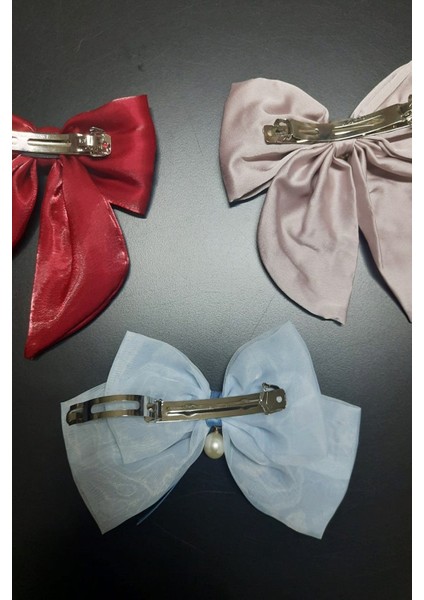 1 Adet Renkli Şık Kurdele Fiyonk Toka - Otomatik Kumaş Saç Tokası modelleri