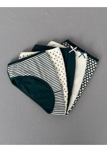 Pamuklu Kadın Külot Slip Empirme Baskılı Yüksek Bel Iç Çamaşırı - 5'li Paket, S