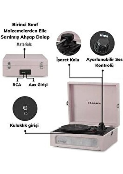 Voyager-2 Way Bluetooth Pikap 10 Watt Pembe Renkli Taşınabilir Müzik Sistemi