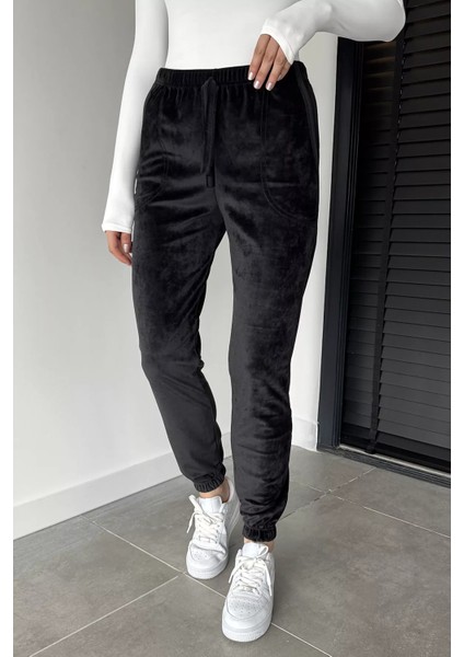 Kadın Bel ve Paça Lastikli Kadife Eşofman Altı P-00018733 modelleri