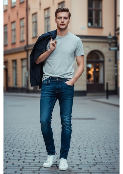 Hector Normal Kesim Kot Pantolon Mavi