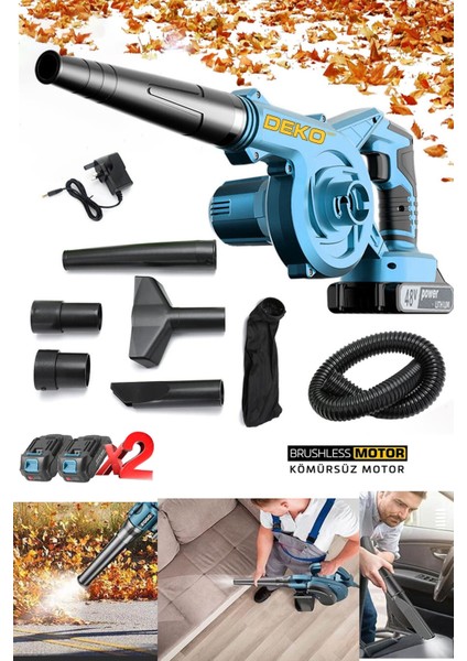 Çok Fonksiyonlu Yaprak Üfleme Toz Toplama Makinesi Lithum 40V Çift Bataryalı Hortumlu Full Set