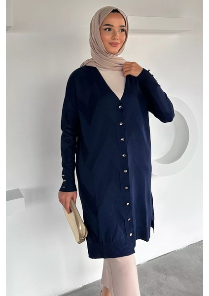 Ön Düğmeli Desenli Tesettür Triko Hırka (M-L-Xl Uyumludur) P-00018881 fiyatları