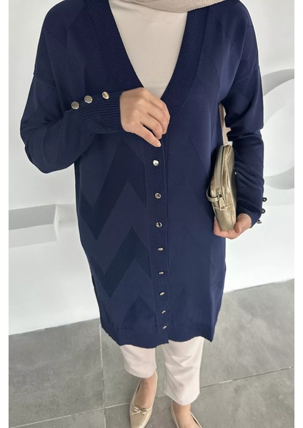 Ön Düğmeli Desenli Tesettür Triko Hırka (M-L-Xl Uyumludur) P-00018881 modelleri