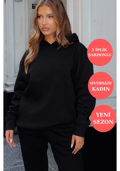 X-4008 Kapüşonlu Kanguru Cep Üç İplik Sweat