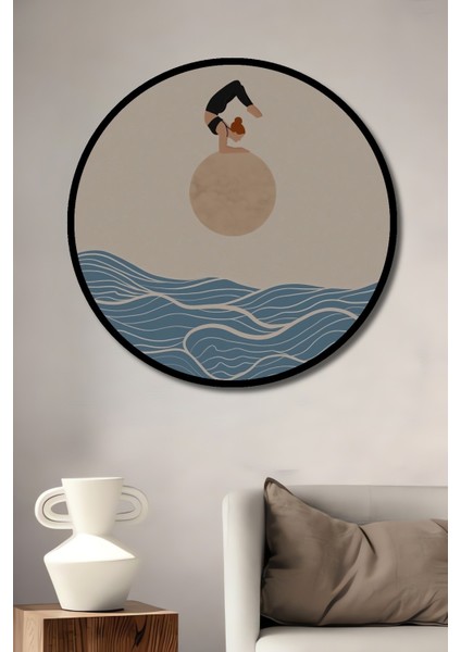 Dekoratif Ahşap Yuvarlak Çerçeve Görünümlü Tablo Dengeçinin Yolculuğu