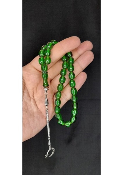 Çubuk Kehribar Tesbih Yeşil Renk Kapsül Kesim T-400 indirimleri