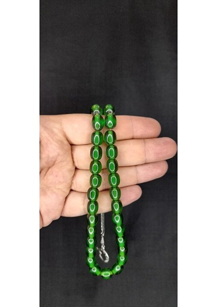 Çubuk Kehribar Tesbih Yeşil Renk Kapsül Kesim T-400