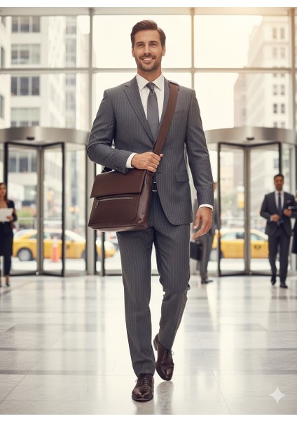 Postacı Askılı Kapaklı Omuz Çantası - Büyük Boy -Hakiki Deri