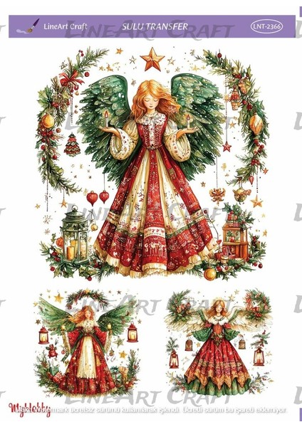 ST2366 Yeniyıl Serisi Desenli Açık Zemin Sulu Transfer 25*35 cm