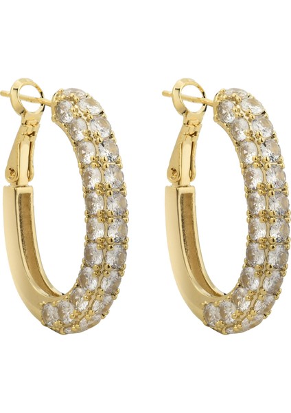 Taşlı Zarif Halka Küpe