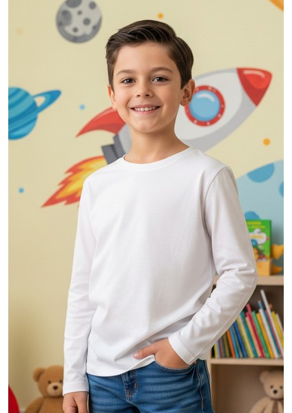 Modern & Trend Renklerde Yuvarlak Yaka Kız/erkek Çocuk 5'li Sweatshirt