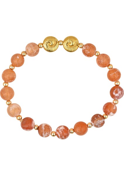 Gold Detaylı Doğal Taş Bileklik