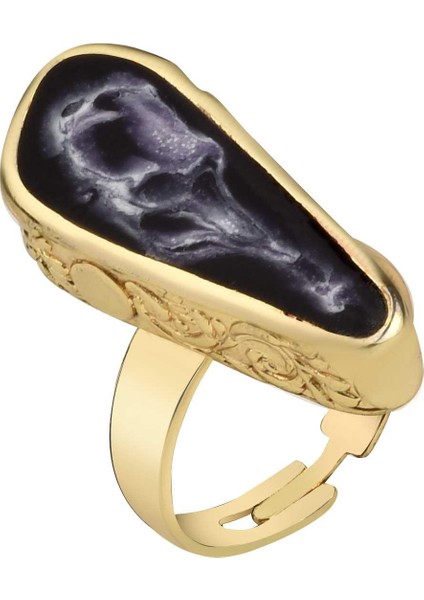 Siyah Asimetrik Mineli Yüzük