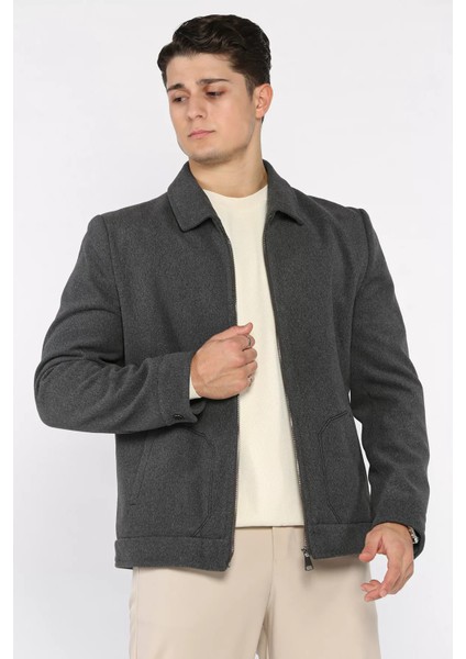 Fermuarlı Erkek Kaşe Kaban P-00018804