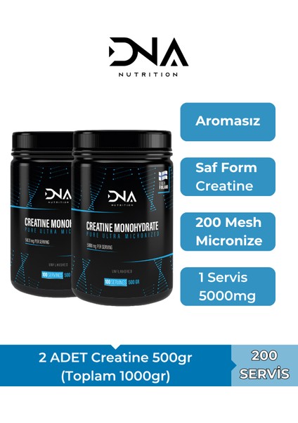 Kreatin Monohidrat 2 Adet 500 gr Ultra Mikronize Enerji Takviyesi Finlandiya Menşeli fiyatları