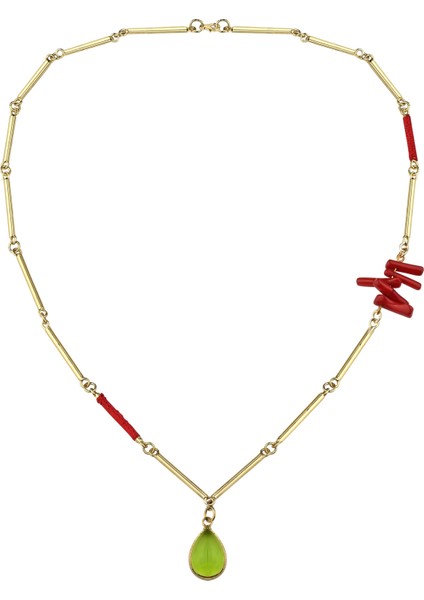 Damla Taş Detaylı Zincir Kolye