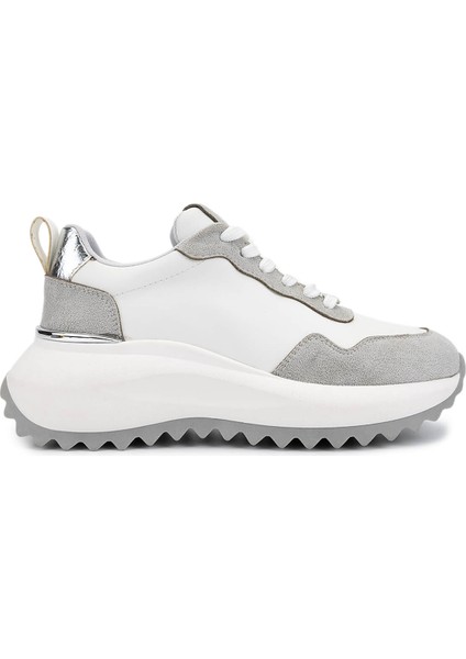 Kadın Suni Deri Beyaz/gri/lame Sneakers & Spor Ayakkabı 1009 2220 Bn Ayk SK25-26 Byz/grı Suet/lame