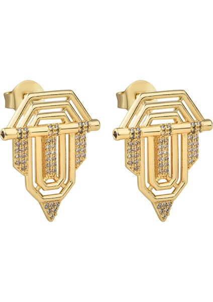 Gold Taşlı Şövalye Küpe
