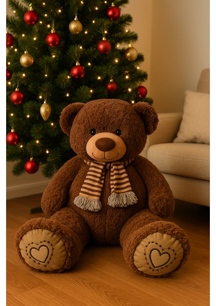 100 cm Peluş Atkılı Ayı | Yumuşak Dev Oyuncak Ayıcık | Hediye Peluş Ayı