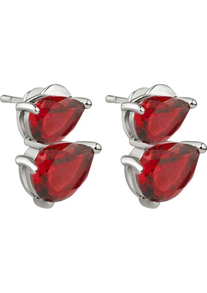 Kırmızı Taşlı Küpe