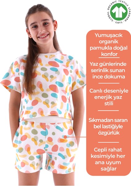Organik Rengarenk Yazlık Kız Çocuk Şort