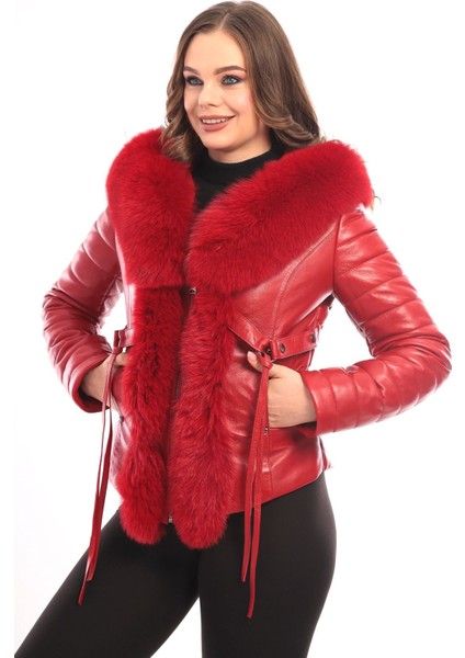 Hakiki Kuzu Derisi Kürk Yaka Kadın Deri Mont fiyatları