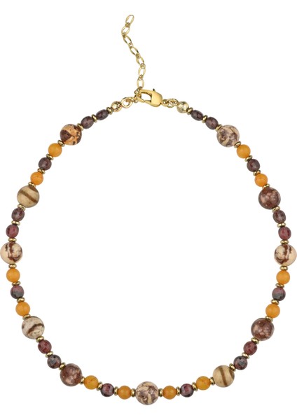 Kahve Karışık Doğal Taş Kolye