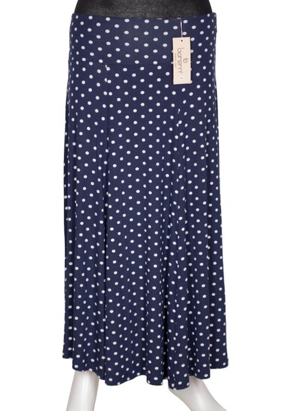 Barem Kadın Arzu Korsajlı 6 Parçalı Desenli Penye Lacivert Etek D59