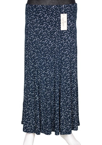 Barem Kadın Arzu Korsajlı 6 Parçalı Desenli Penye Lacivert Etek D58