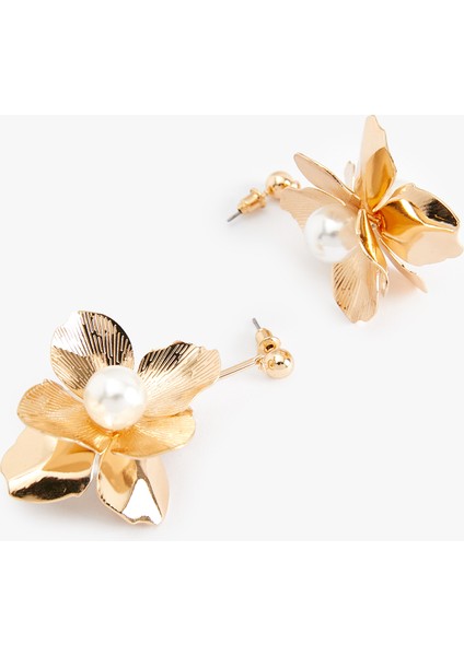 Inci Detaylı Büyük Boy Sallantılı Çelik Çiçek Küpe fiyatları