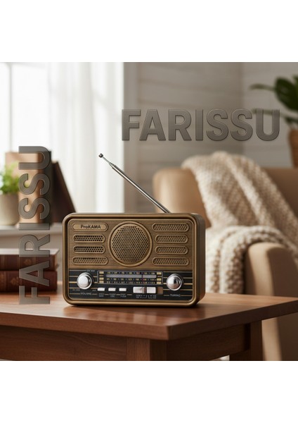 BK-340 Solar Şarjlı Retro Görünümlü Am/fm/sw 3 Bant Dünya Radyosu ve Mp3 Çalar - Kahve/bronz