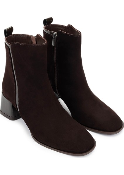 Kadın Hakiki Deri Kahverengi Süet Topuklu Bot 1130 1075 Bn Bot SK25-26 Khv Mts Suet/rgn fiyatları