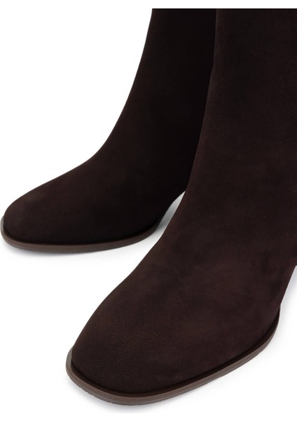 Kadın Hakiki Deri Kahverengi Süet Topuklu Bot 1130 1075 Bn Bot SK25-26 Khv Mts Suet/rgn modelleri