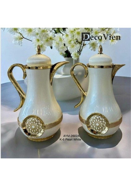 Decovien Ikili Cam Iç Termos Seti Sedef & Gold