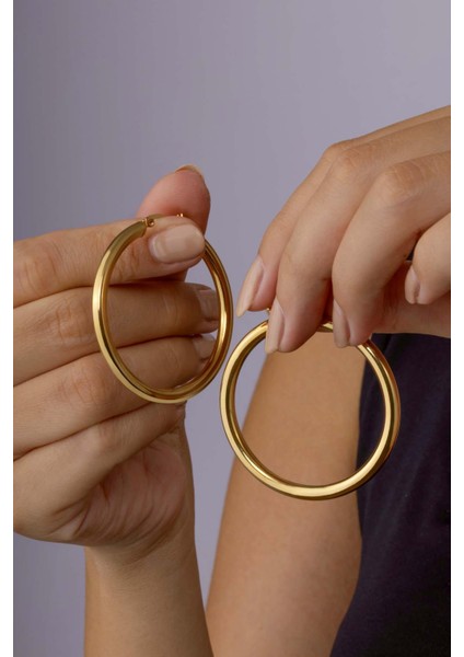 Altın Kaplama Büyük Boy Halka Çelik Küpe fiyatları