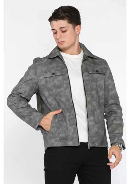 Erkek Slim Fit Suni Deri Ceket P-00018818