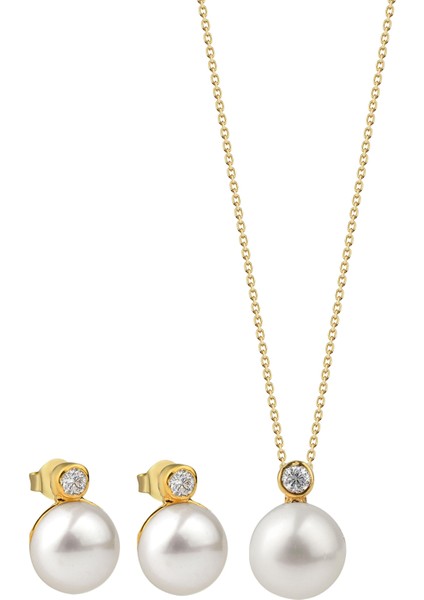 İnci Küpe Ve Kolye Seti