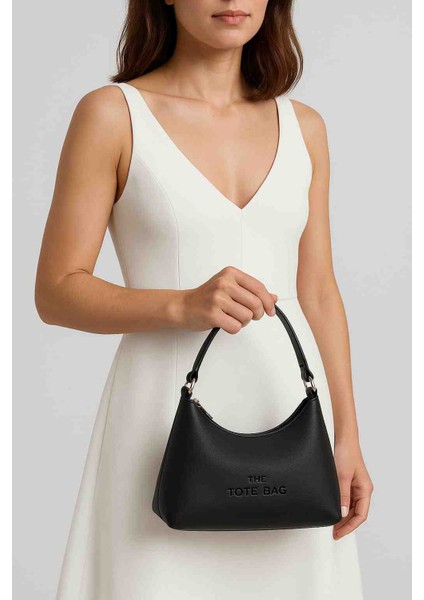 Siyah Suni Deri Mini Kol Kadın Çantası