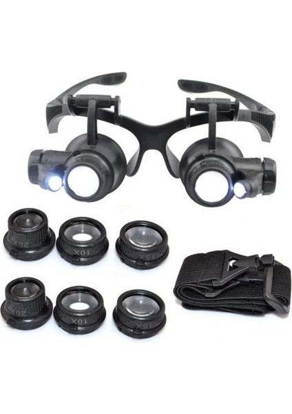 Gözlük Modeli 10X 15X 20X 25X Lens,2led Işıklı,büyüteç